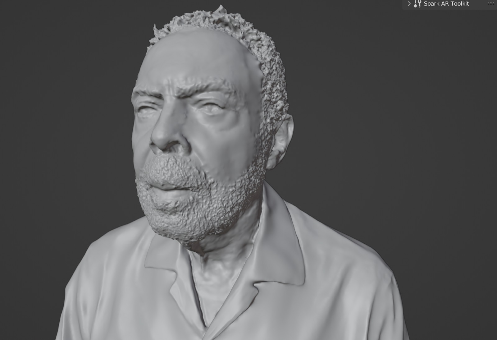 Escultura digital de Gilberto Gil, da captura volumétrica do projeto Gil Futurível.